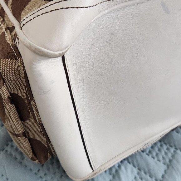 Vintage Coach handbag off white, brown/tauoe - Picture 9 of 13